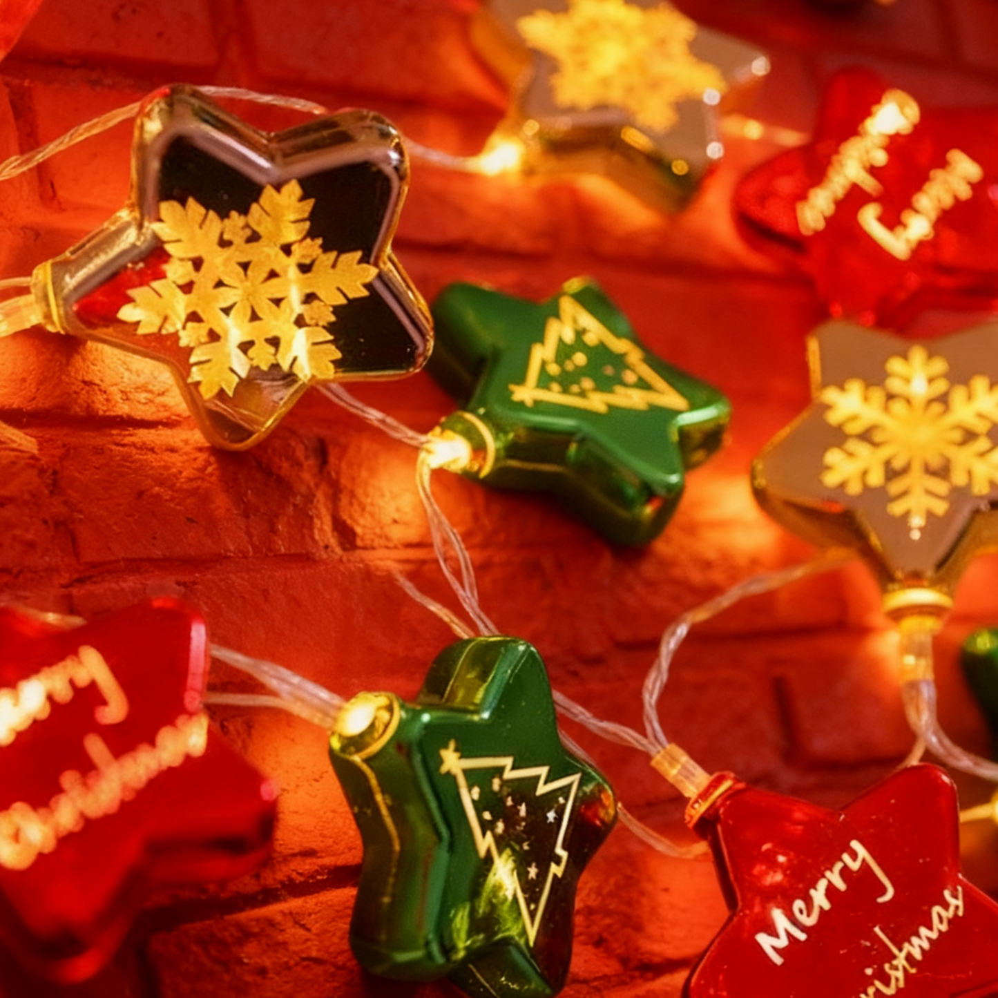 Weihnachtliche galvanisierte Stern-Lichterkette mit LED-Beleuchtung