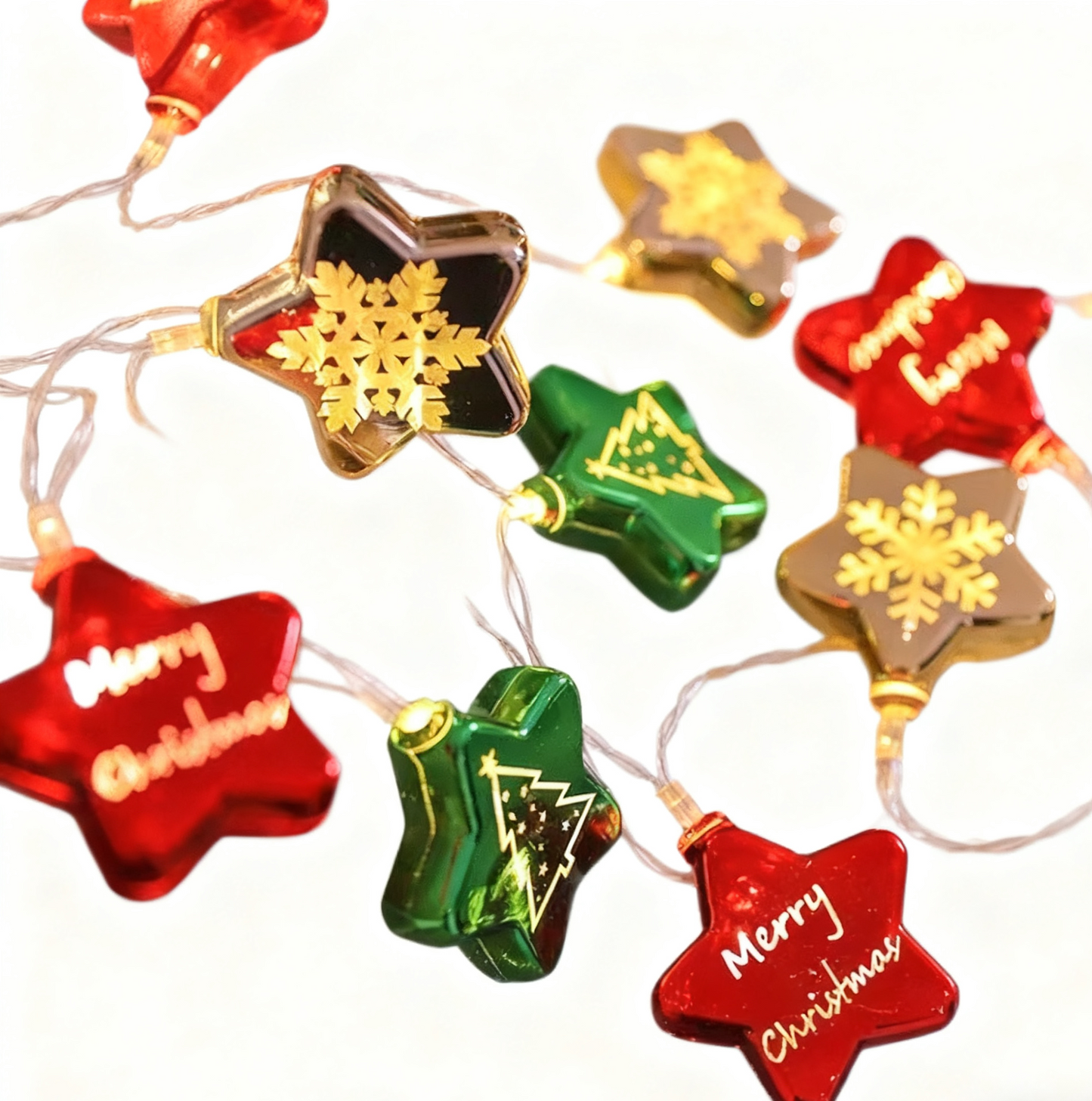 Weihnachtliche galvanisierte Stern-Lichterkette mit LED-Beleuchtung