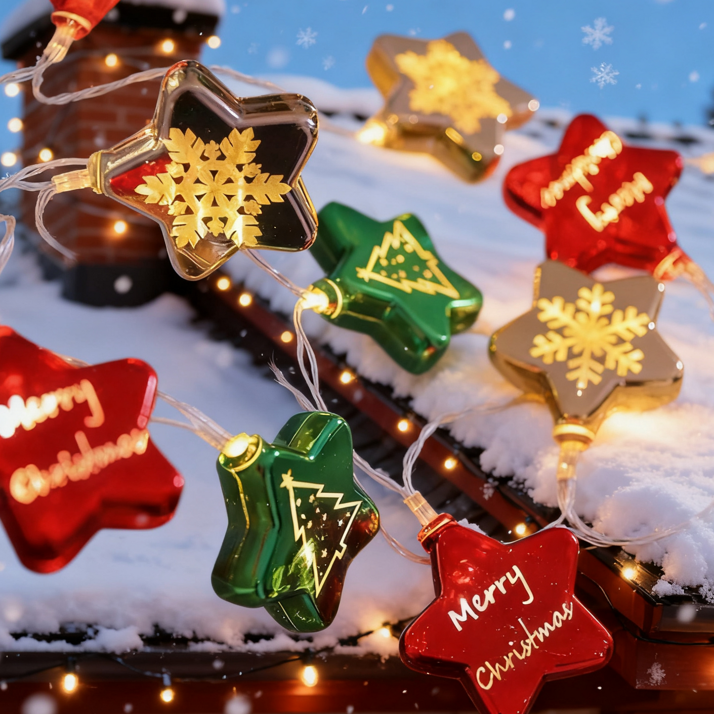 Weihnachtliche galvanisierte Stern-Lichterkette mit LED-Beleuchtung